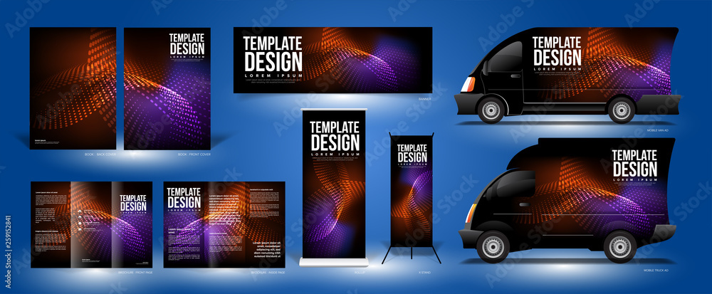 Poster the background template of curvy particle movement in vector. this design pack just give you an exam
