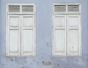 old wood window on wall