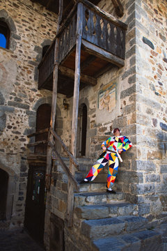 The mask of Arlecchino. His home of Oneta. Valle Brembana. Bergamo. Italy