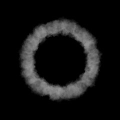 Ring of smoke. Isolated on black background. 3D rendering.