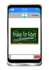 Smartphone with Chalkboard Fridays for Future - 3D illustration