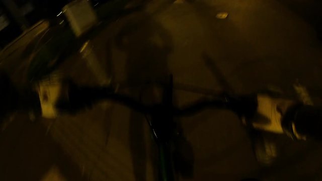 966-08 Bicycle Ride At Night Trough City Streets Turn Loop