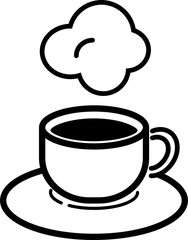 Hot coffee in a mug on a plate