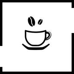 Coffee mug on a plate with grains squared