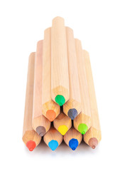assorted color pencils, isolated on white background