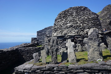Skellig Michael with sixth century monastic settlment