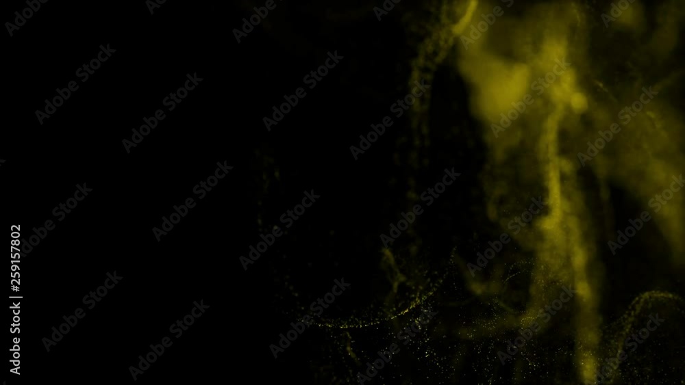 Poster 4k luminous particles move in liquid flow and stumble upon a force field in the center of frame push