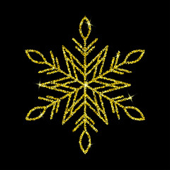 Glitter decorative snowflake on black