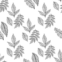 Fototapeta premium Seamless leaves pattern. Design for banner, poster, card, cover, invitation, placard brochure or header.