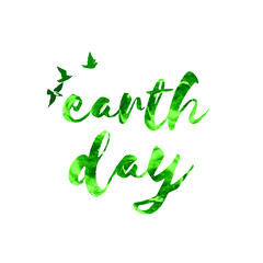 Earth day lettering with flying birds