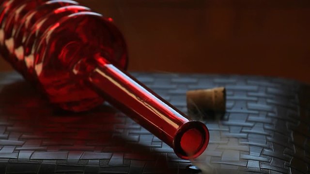 red empty glass bottle smoke nobody hd footage 