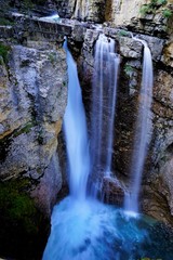 Waterfall in Johnston Canyon in Canada