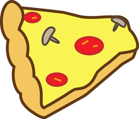 The colored icon is not a whole slice of pizza with mushrooms, tomatoes and cheese