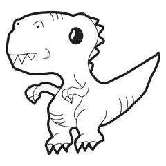 Cartoon doodle illustration of dinosaur t rex (turannosaurus) for coloring book, t-shirt print design, greeting card