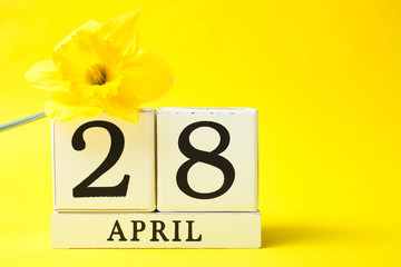 Calendar and bouquet of Narcissus, Easter.