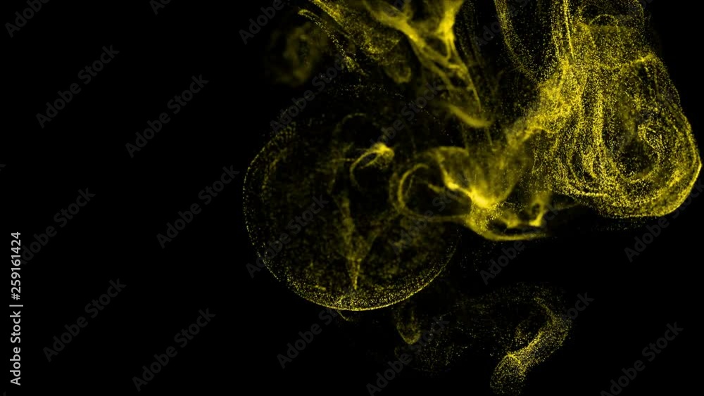 Poster 4k luminous particles move in liquid flow and stumble upon a force field in the center of frame push