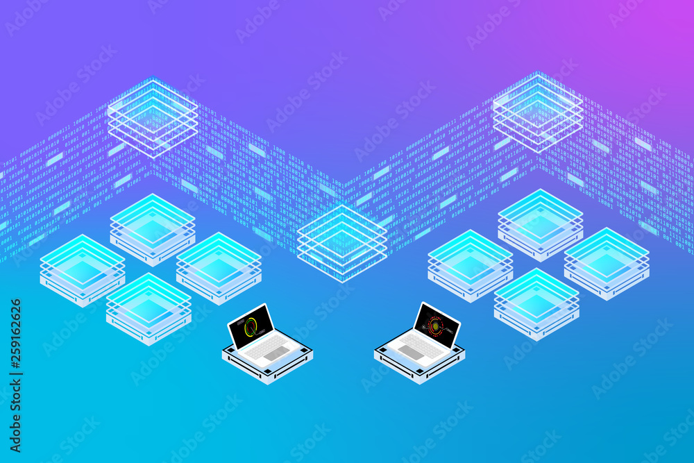 Aufkleber big digital data server security protection center screen control panel. decentralized network commu
