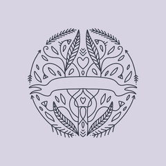 Vintage vector frame, floral elements. Logo template, good for wedding monograms, invitations, labels and more