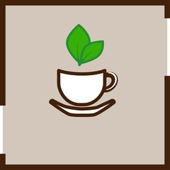 Colored icon of a tea mug in a square