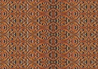 Carved Ornate Wooden Seamless Pattern