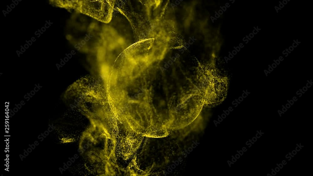 Aufkleber 4k luminous particles move in liquid flow and stumble upon a force field in the center of frame push