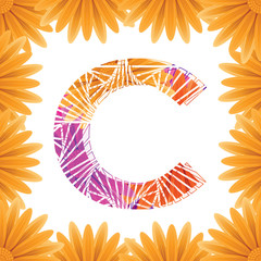 Floral Letter C design template. Mother's Das flower logo type design concept of Abstract alphabet logo