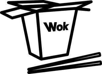 Icon box with wok and chopsticks