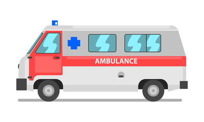 Ambulance service van, emergency medical vehicle vector Illustration on a white background