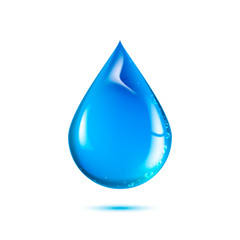 Blue Drop of Water. It is isolated on the White Background. Vector Illustration