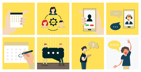 Social Media Sign Logo and Symbol. Post, Like, Follow, Message Hand drawn vector illustration icon set. Easy editable for Your design.