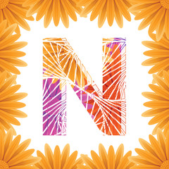 Floral Letter N design template. Mother's Das flower logo type design concept of Abstract alphabet logo
