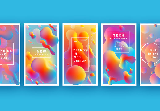 Social Media Layouts with Colorful Liquid Gradients