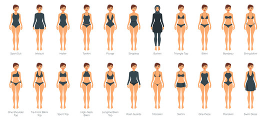 Vector set of female swimsuit