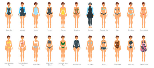 Vector set of female swimsuit