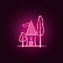 Tree, home neon icon. Elements of Imaginary house set. Simple icon for websites, web design, mobile app, info graphics