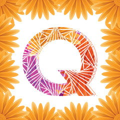 Floral Letter Q design template. Mother's Das flower logo type design concept of Abstract alphabet logo