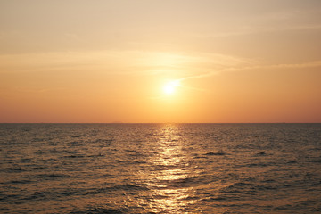 View of the sunset city from the pier in Pattaya