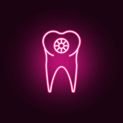 tooth neon icon. Elements of jewelry set. Simple icon for websites, web design, mobile app, info graphics