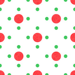 Seamless pattern with red and green polka dots