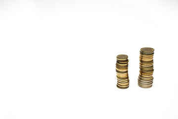 Coins on white background