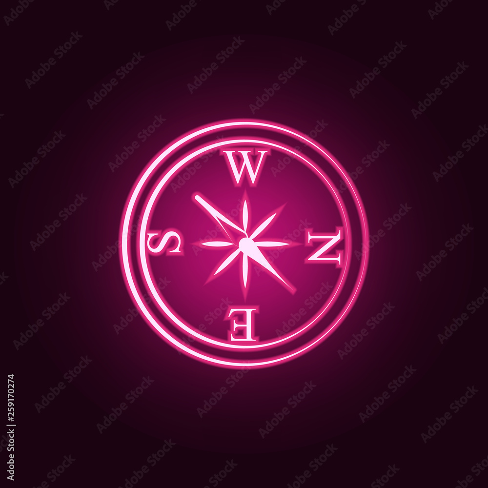 Poster compass neon icon. elements of travel set. simple icon for websites, web design, mobile app, info gr