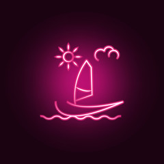sailing ship neon icon. Elements of travel set. Simple icon for websites, web design, mobile app, info graphics