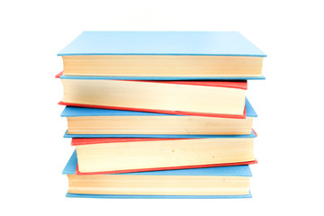 Colorful books on white background