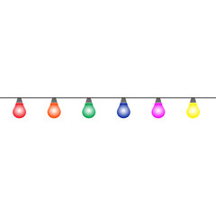 garland of colored LED lamps on a white background
