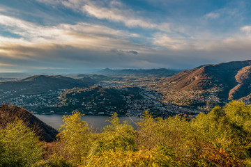 Naklejka premium Panorama from the top of Lake Como in Italy
