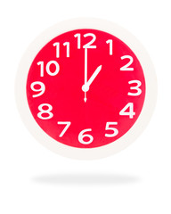 Red clock isolated on white