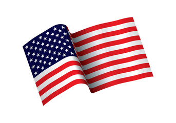 Waving flag of the United States of America. Waving American Flag for Independence Day. USA or American flag.