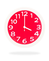 Fototapeta na wymiar Red clock isolated on white