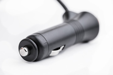 Car charger isolated on white background.