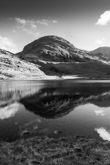 Styhead Tarn Reflection Black and White